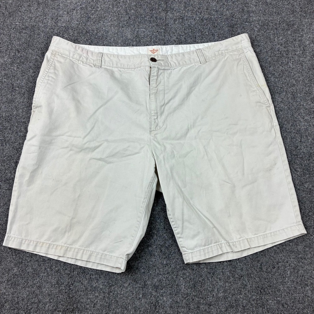 Dockers Mens Chino Shorts Size 42W Cream Cotton Twill Casual Flat Front
